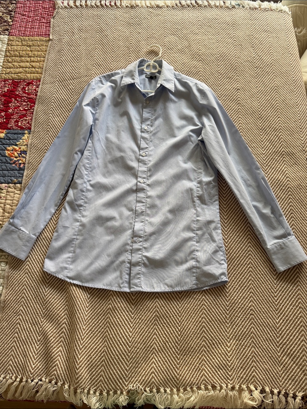 Kimmie Kakes Light Blue & White Pinstripe Button-Up